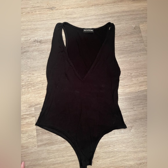 PLT V CUT BLACK COTTON BODYSUIT  S - Picture 7 of 10
